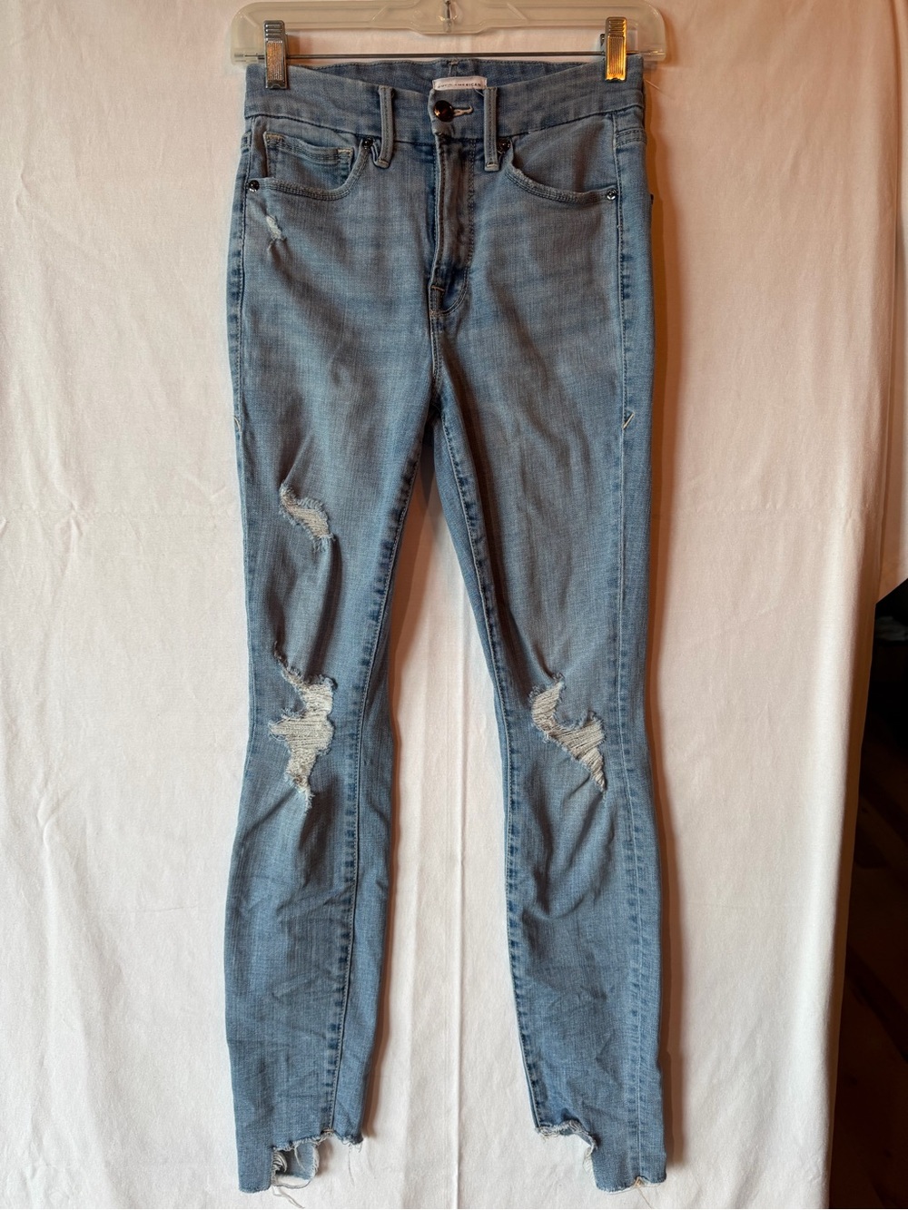 Good American Light Blue Distressed Skinny Jeans